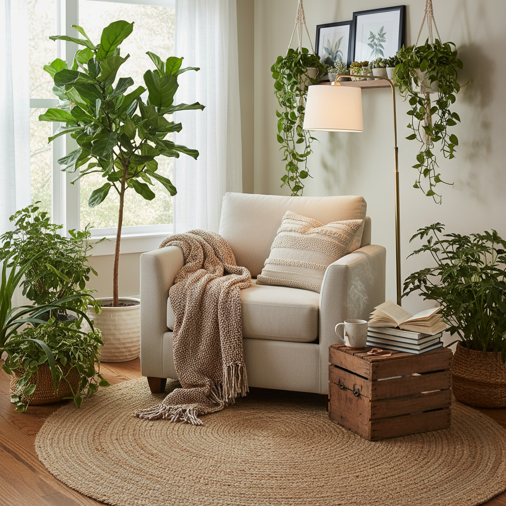 Cozy corner with plants
