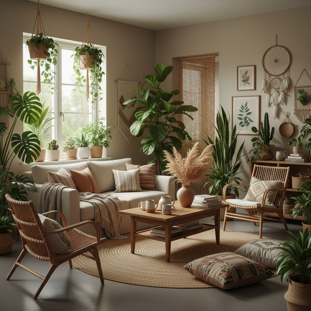 Living room with natural décor